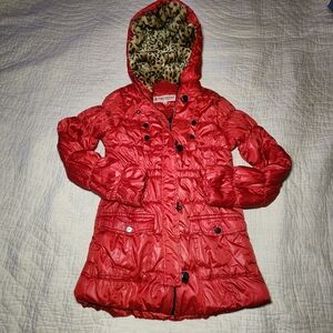 Urban Republic Girls Collection Sz XL Fleece Lined Hooded Red Puffer Jacket Coat